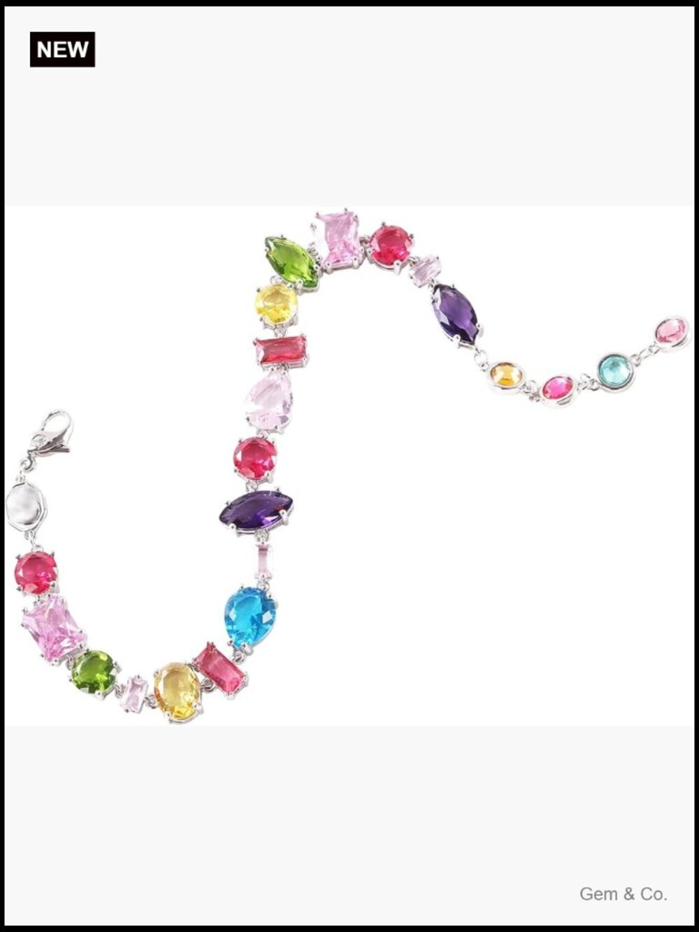 Multicolor Gemstone Tennis Bracelet Women Crystal Beaded Link Bracelet Fashion
